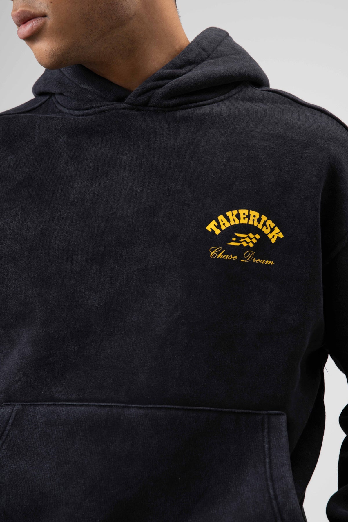Oversize Yıkamalı Boxy Fit Kapüşonlu Sweatshirt Siyah