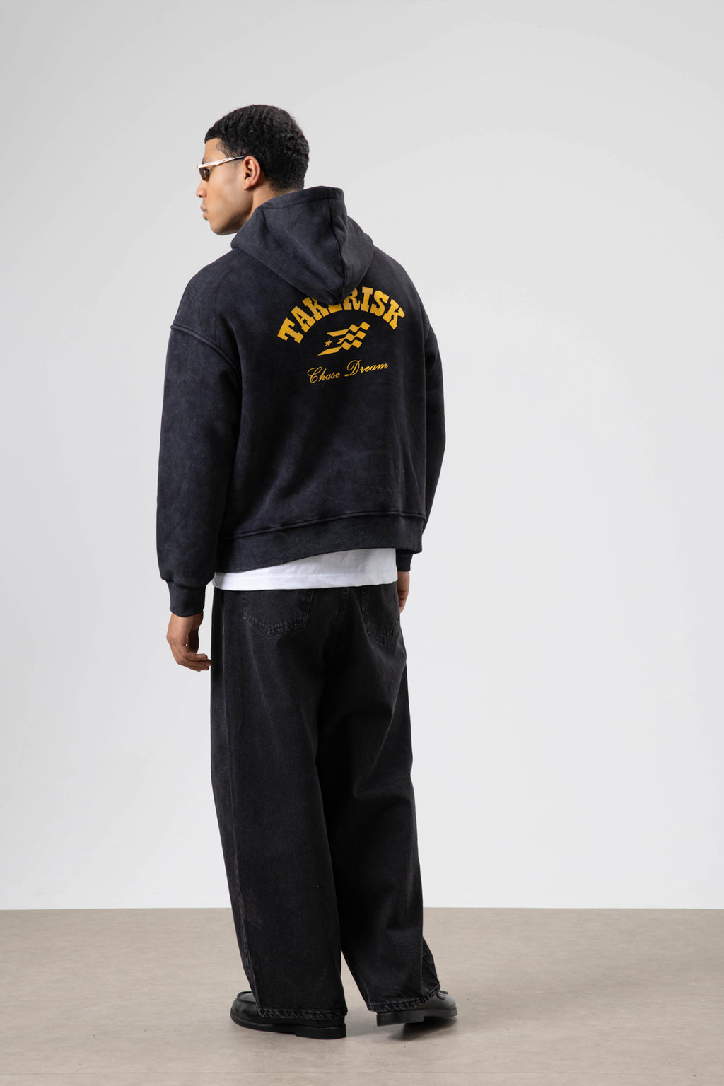 Oversize Yıkamalı Boxy Fit Kapüşonlu Sweatshirt Siyah