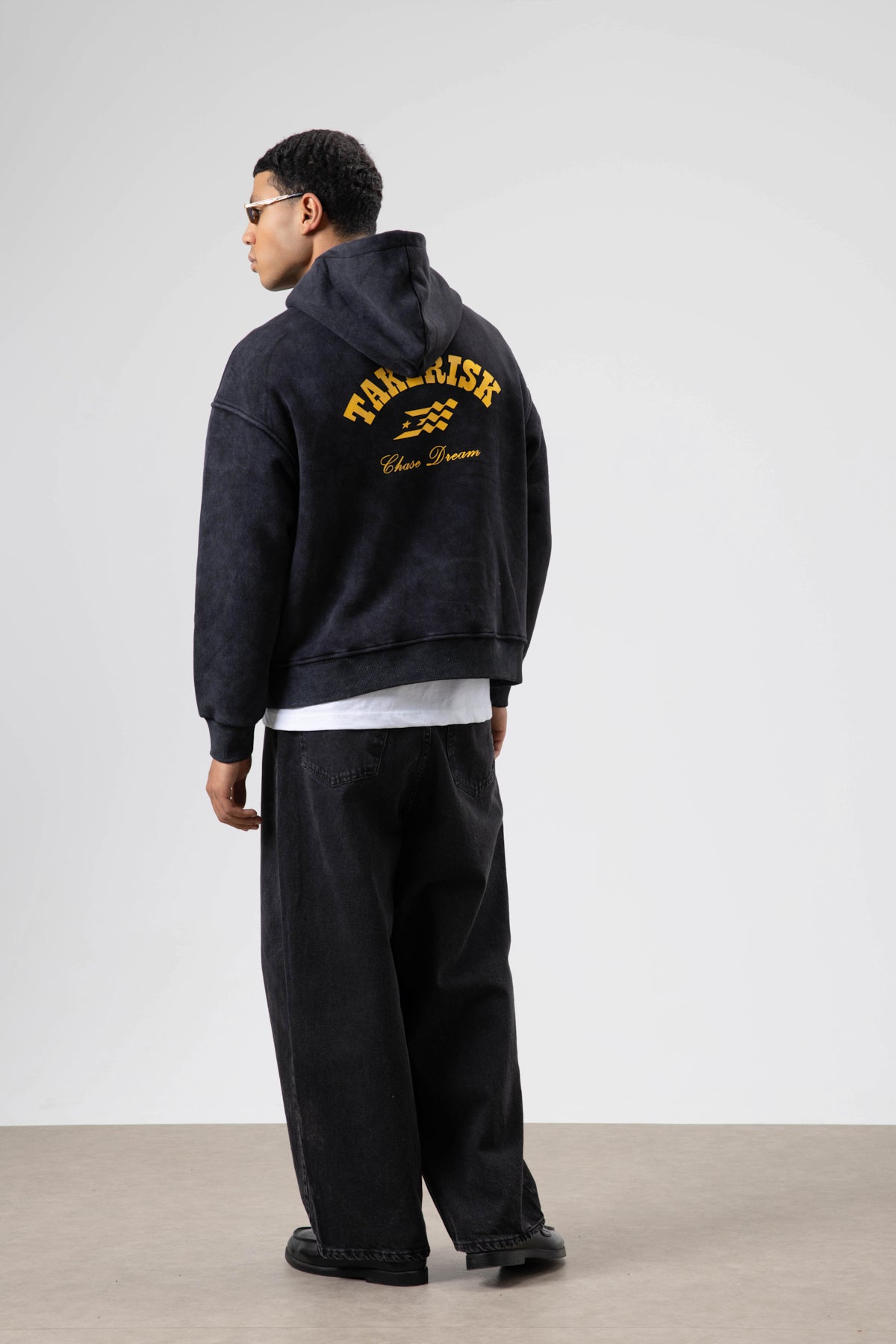 Oversize Yıkamalı Boxy Fit Kapüşonlu Sweatshirt Siyah
