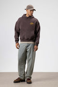 Oversize Yıkamalı Boxy Fit Kapüşonlu Sweatshirt Kahve