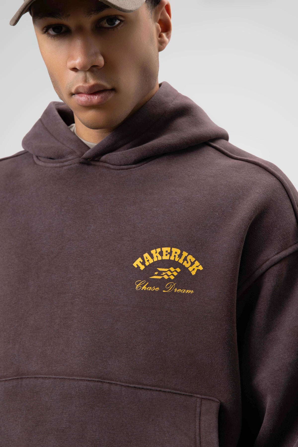 Oversize Yıkamalı Boxy Fit Kapüşonlu Sweatshirt Kahve