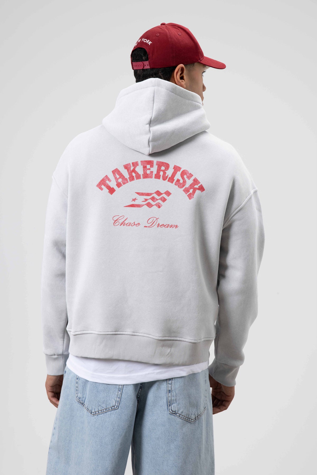 Oversize Yıkamalı Boxy Fit Kapüşonlu Sweatshirt Açık Gri