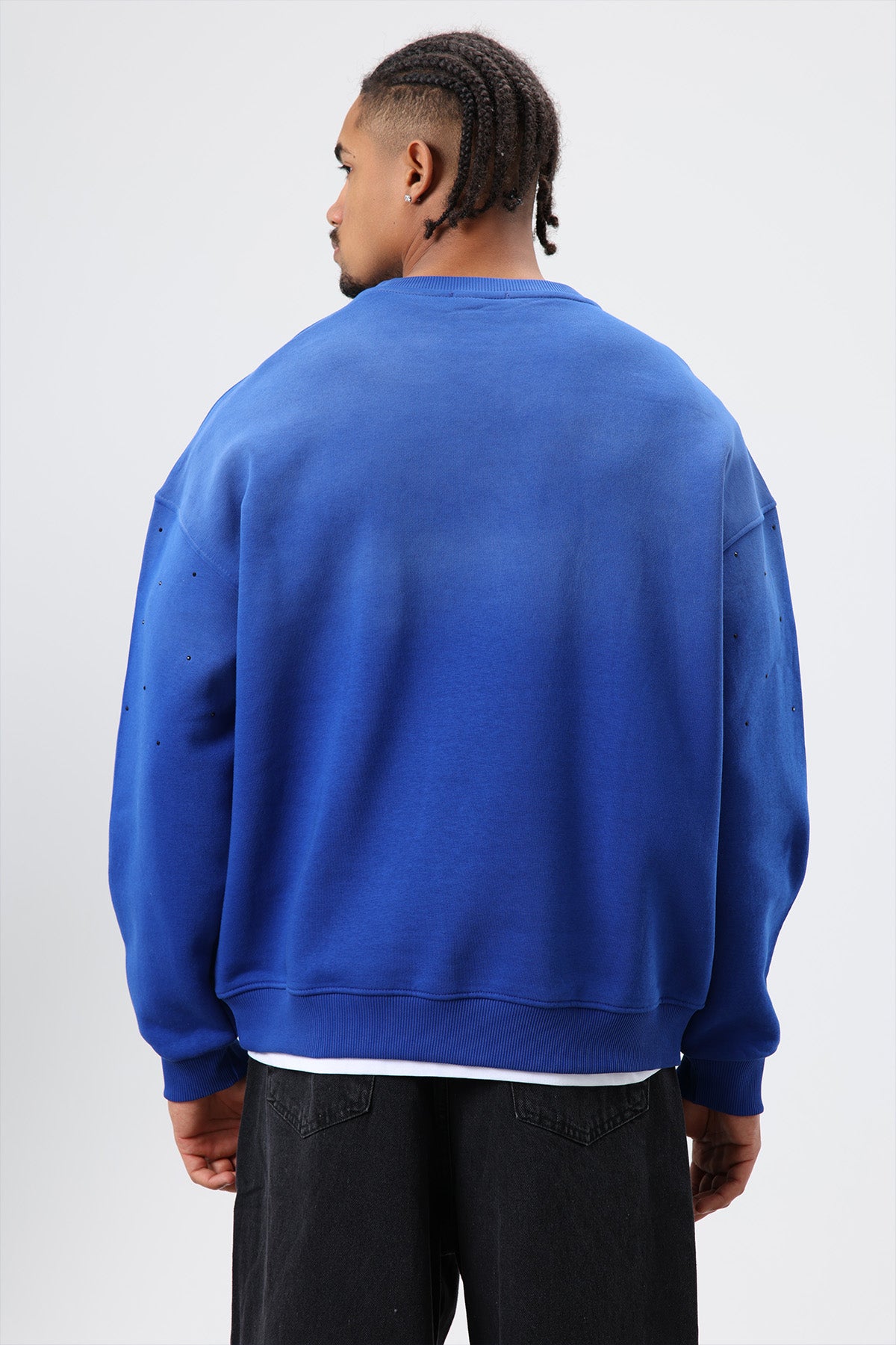 Yıkamalı Taş Detaylı Oversize Sweatshirt Saks