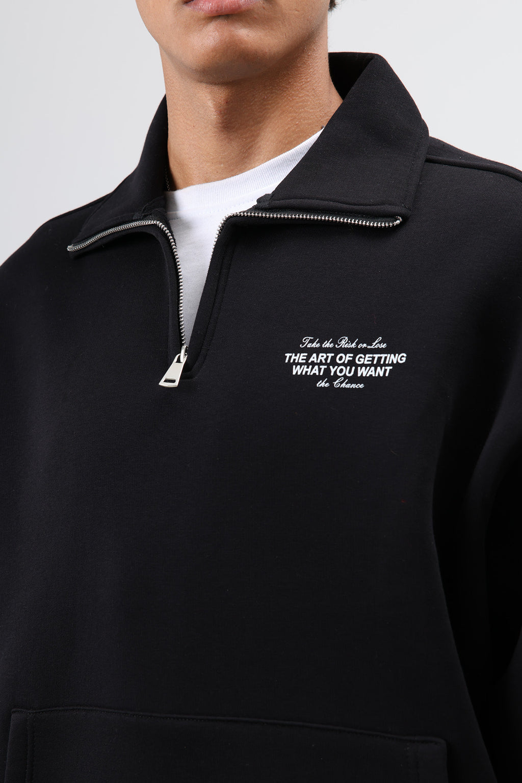 Oversize Polo Yaka Sweatshirt Siyah