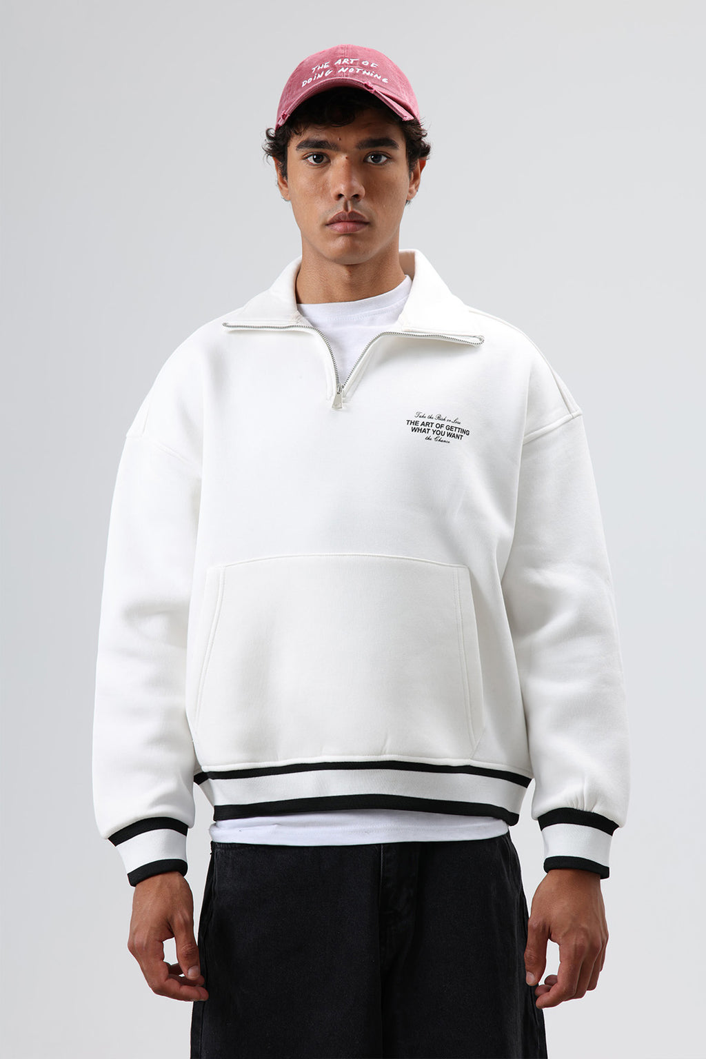 Oversize Polo Yaka Sweatshirt Ekru