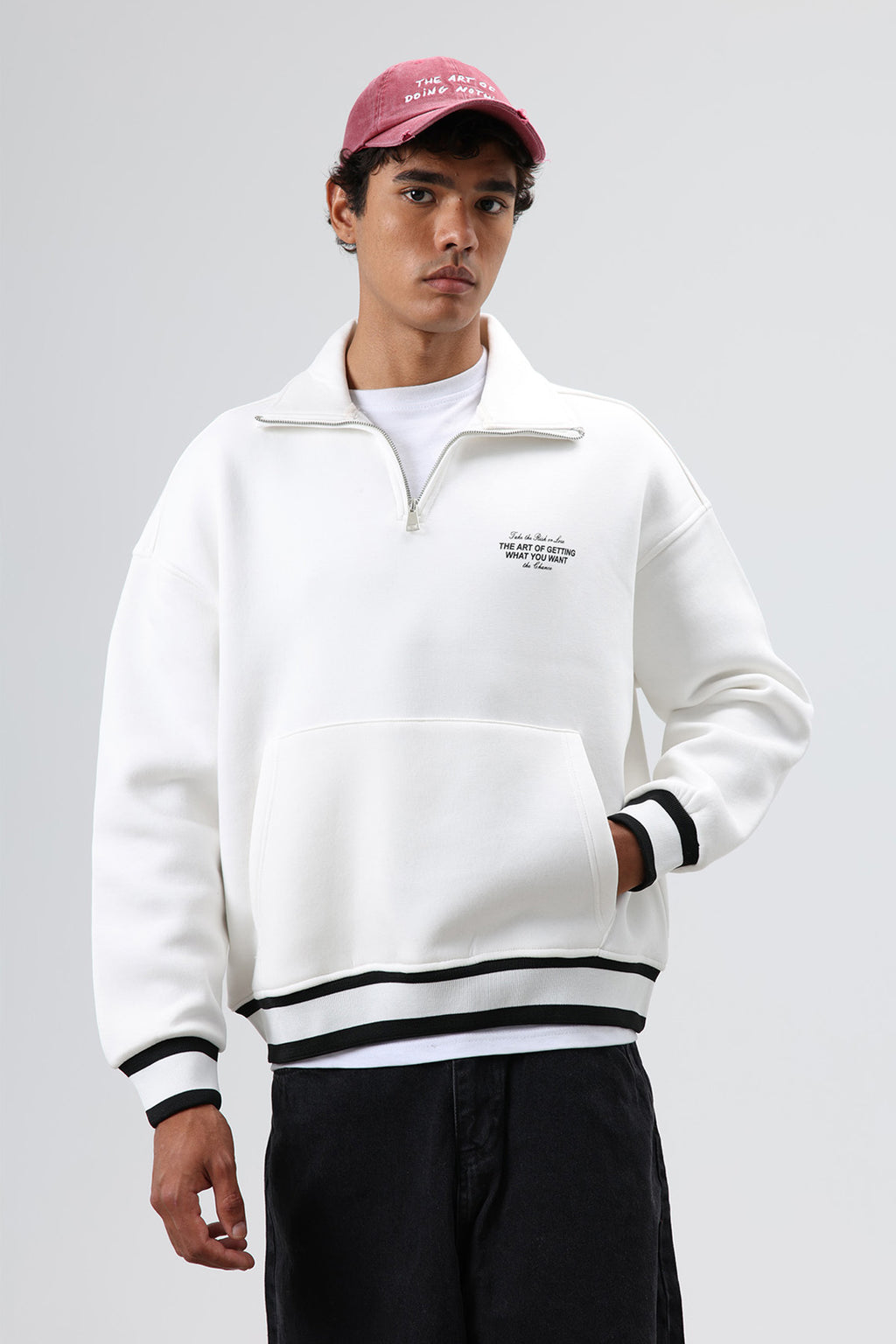 Oversize Polo Yaka Sweatshirt Ekru