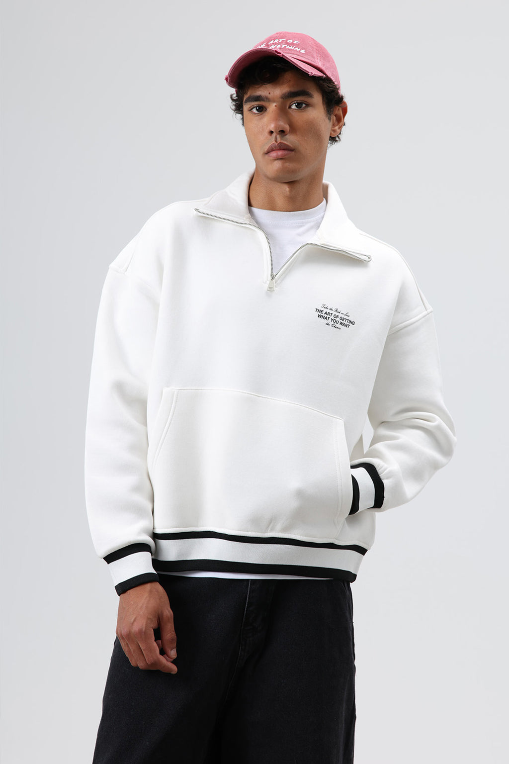 Oversize Polo Yaka Sweatshirt Ekru