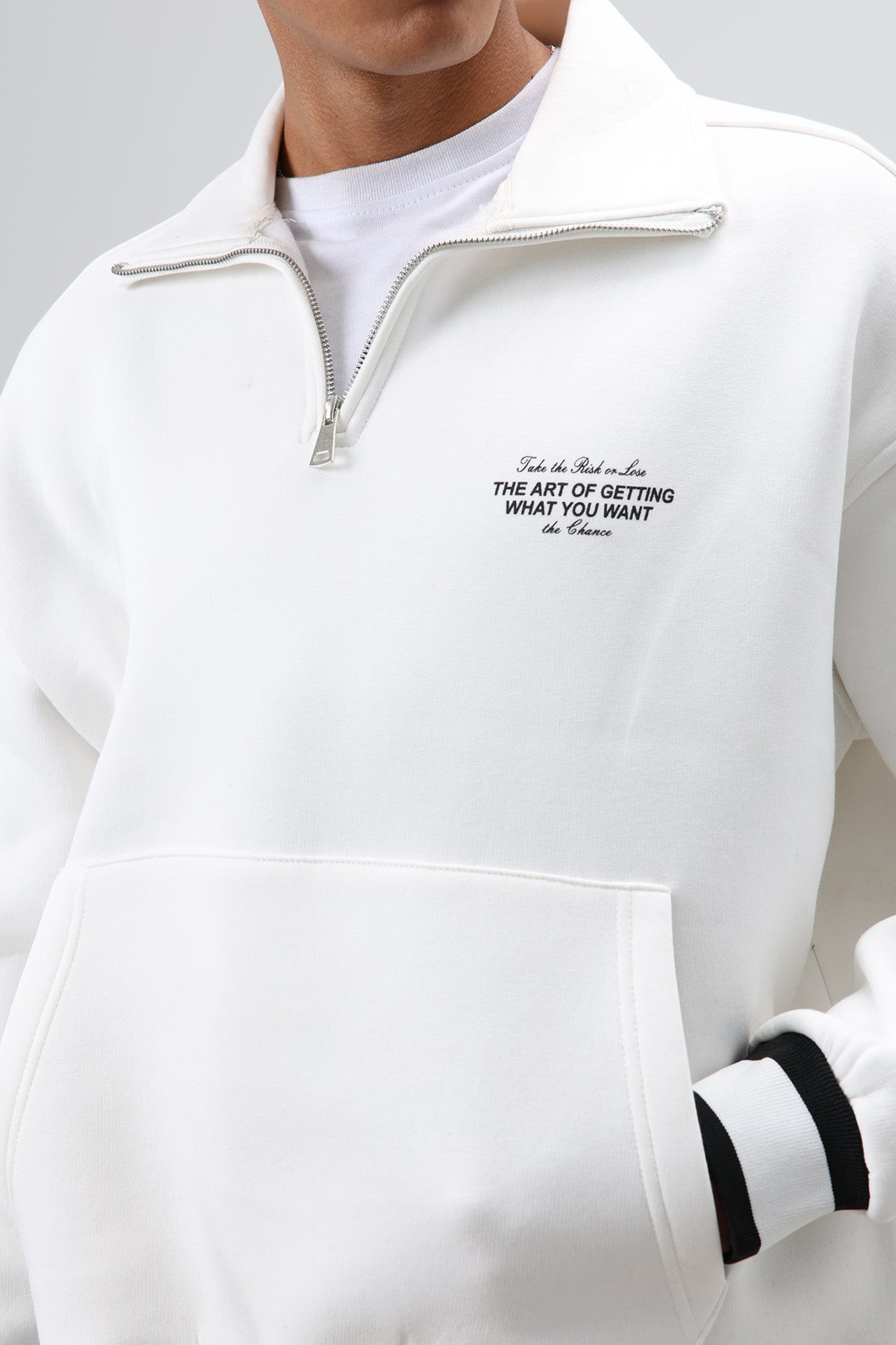 Oversize Polo Yaka Sweatshirt Ekru
