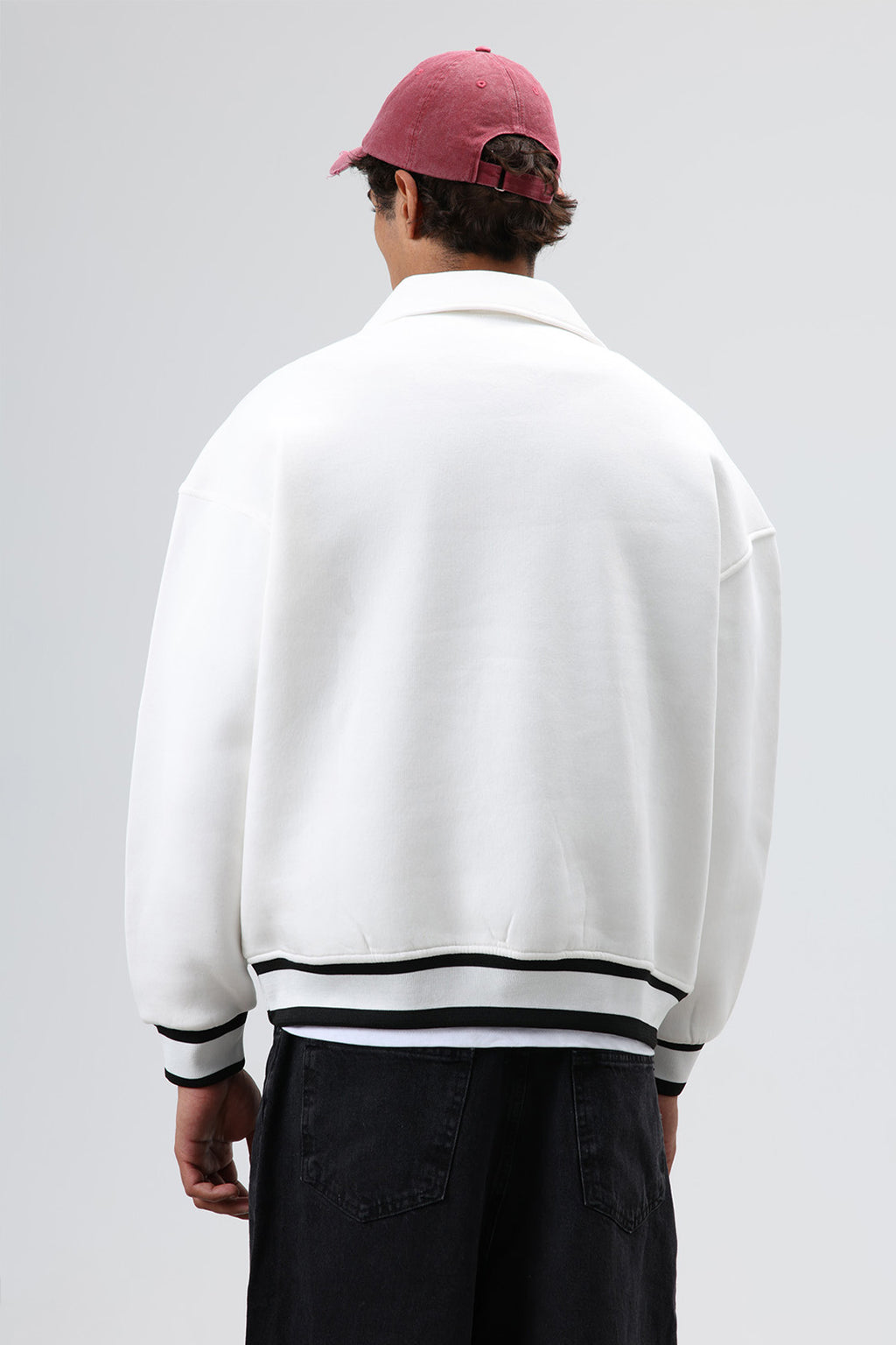 Oversize Polo Yaka Sweatshirt Ekru