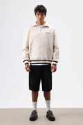 Oversize Polo Yaka Sweatshirt Taş