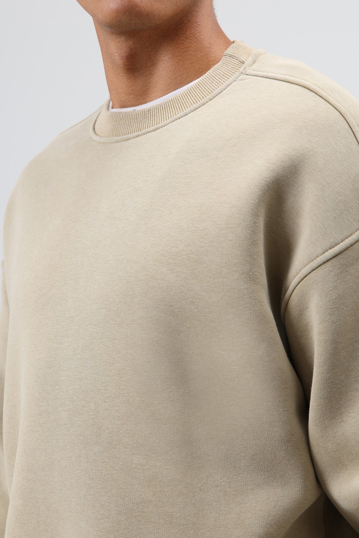 Basic Oversize Yıkamalı Sweatshirt Haki