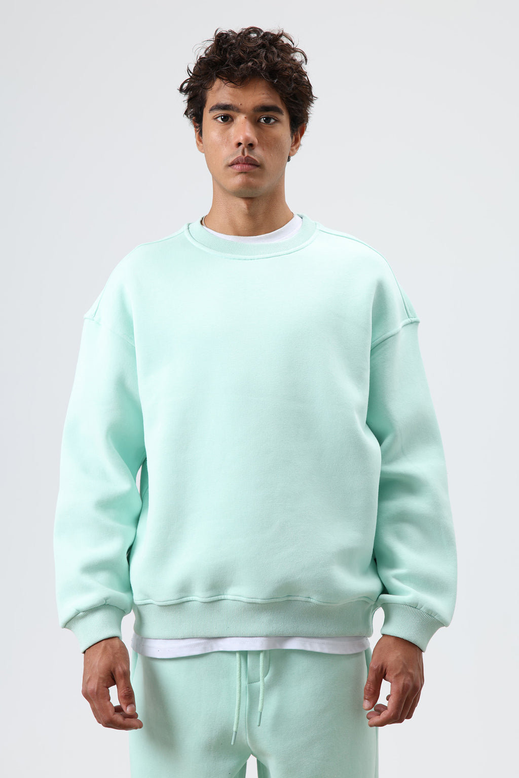 Basic Oversize Yıkamalı Sweatshirt Mint