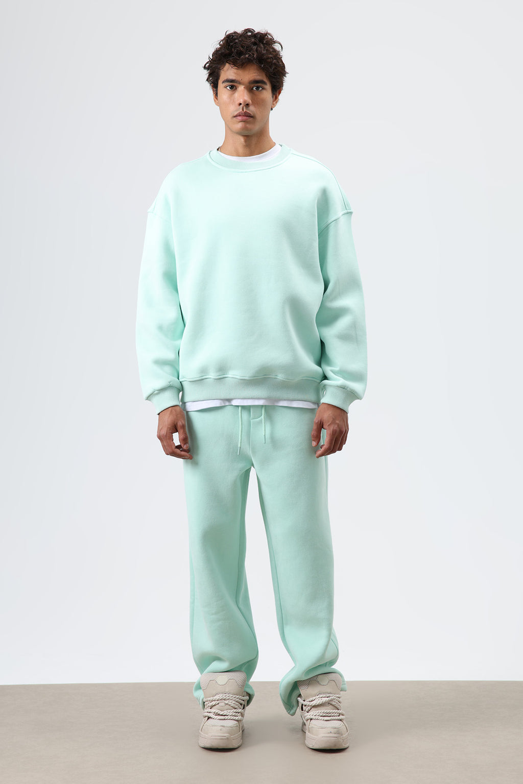 Basic Oversize Yıkamalı Sweatshirt Mint