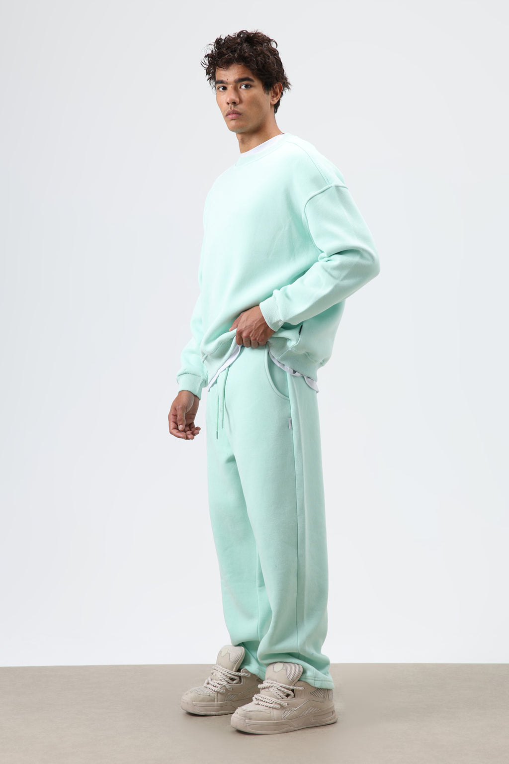 Basic Oversize Yıkamalı Sweatshirt Mint