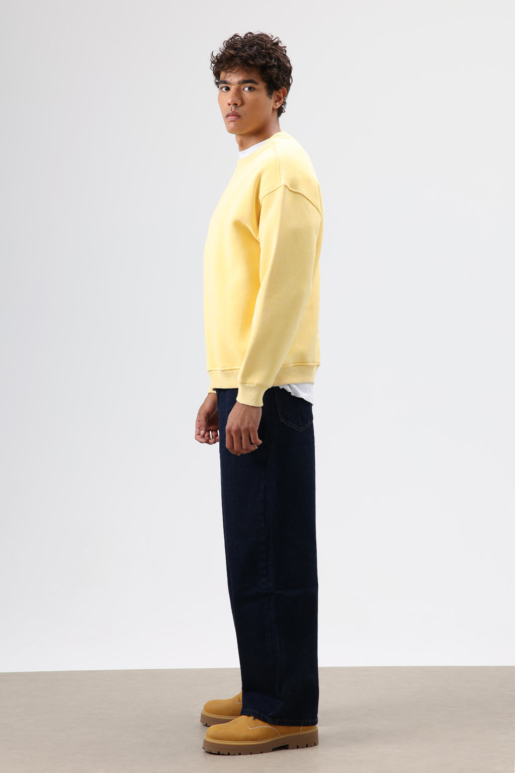 Basic Oversize Yıkamalı Sweatshirt Sarı