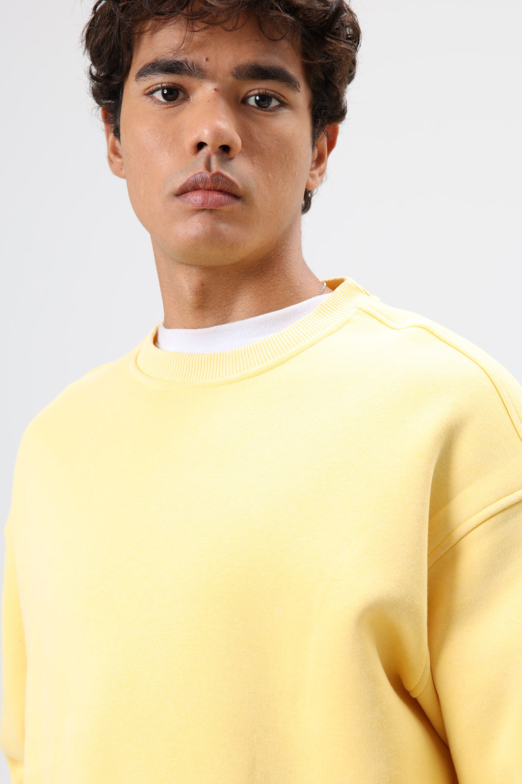 Basic Oversize Yıkamalı Sweatshirt Sarı