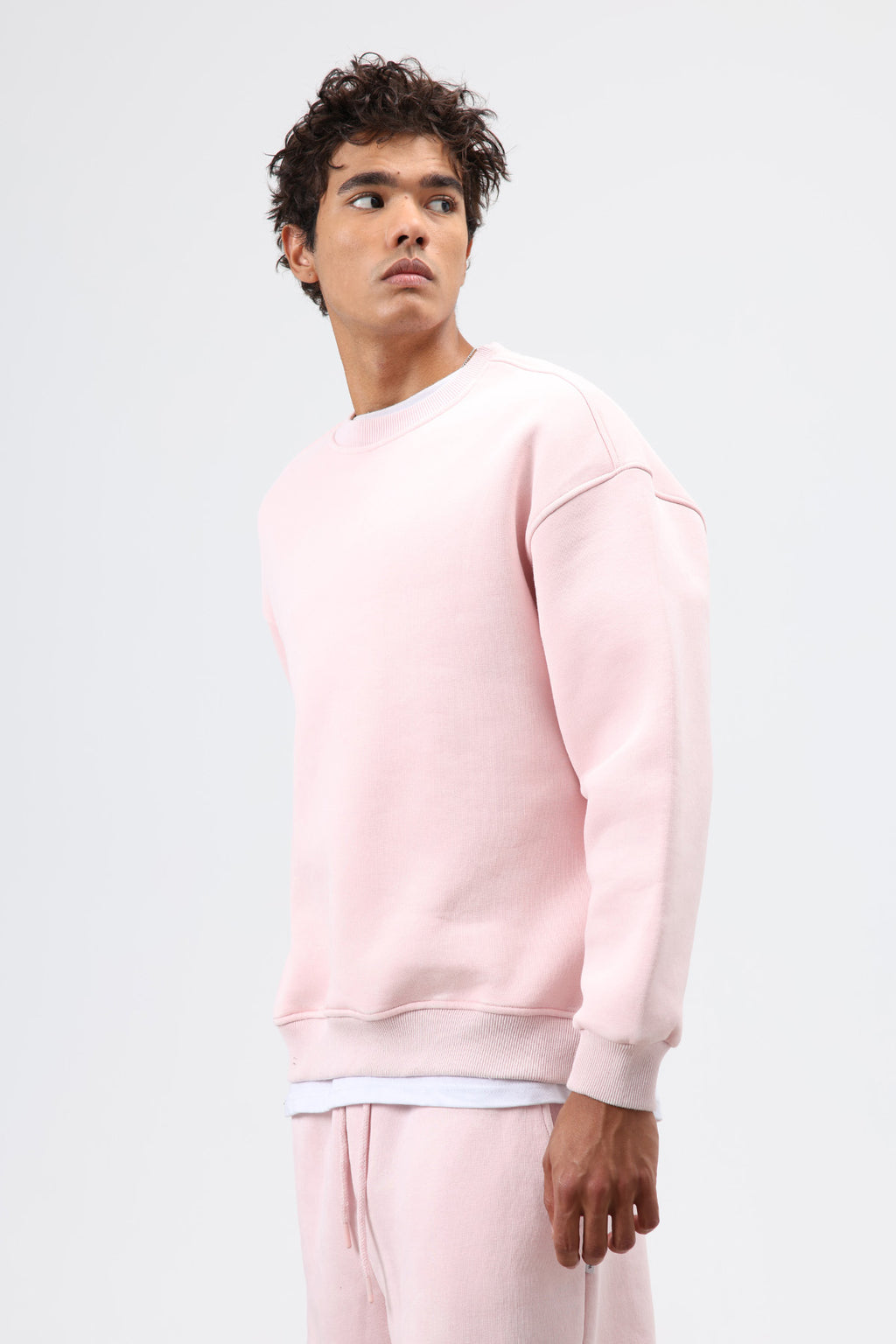 Basic Oversize Yıkamalı Sweatshirt Pembe
