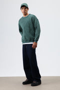 Basic Oversize Yıkamalı Sweatshirt Nefti