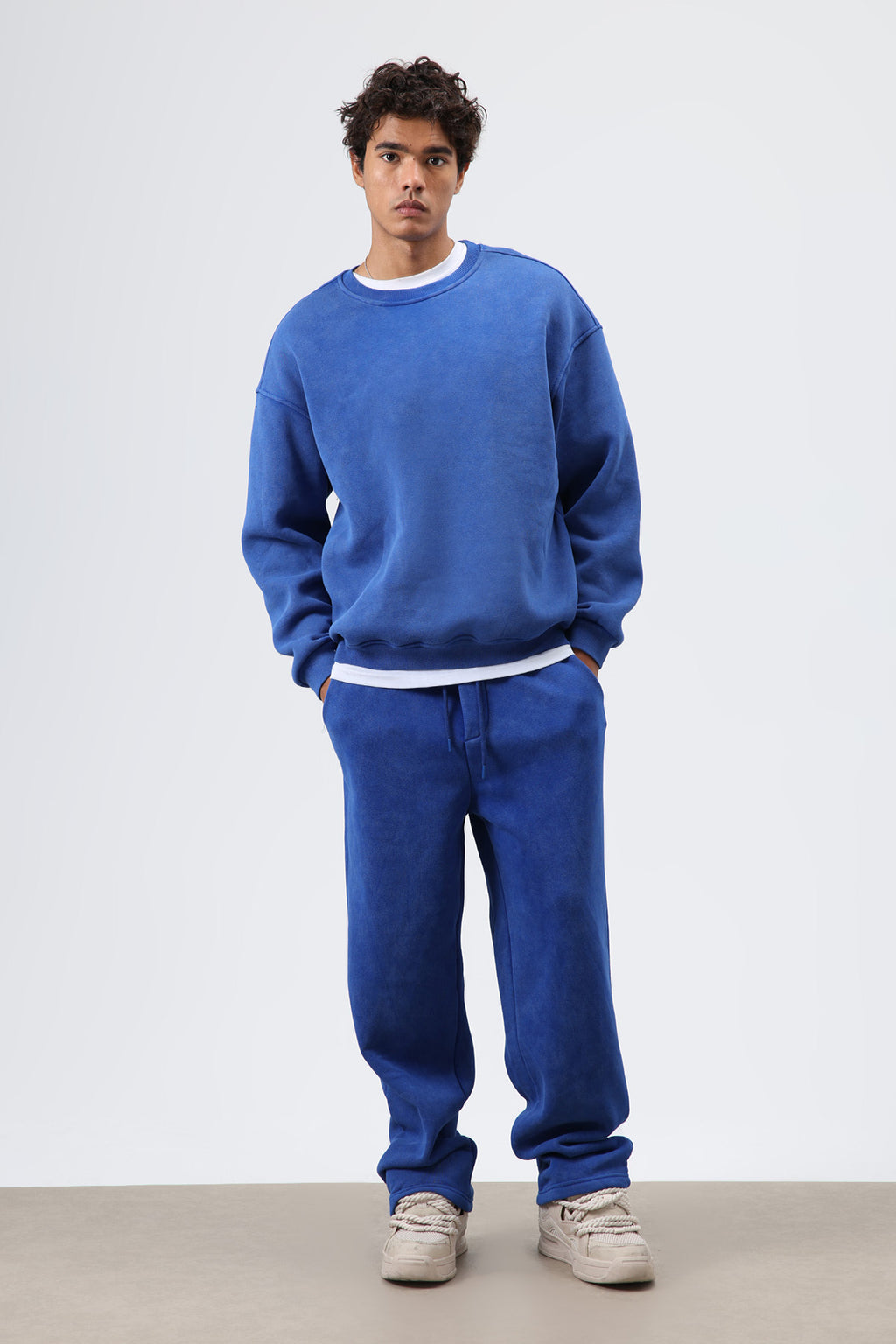 Basic Oversize Yıkamalı Sweatshirt Saks
