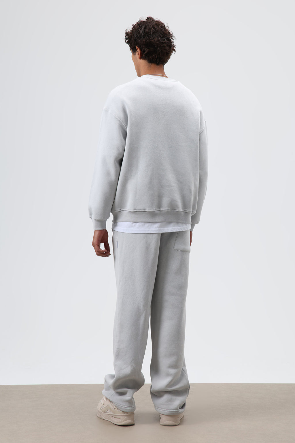 Basic Oversize Yıkamalı Sweatshirt Açık Gri