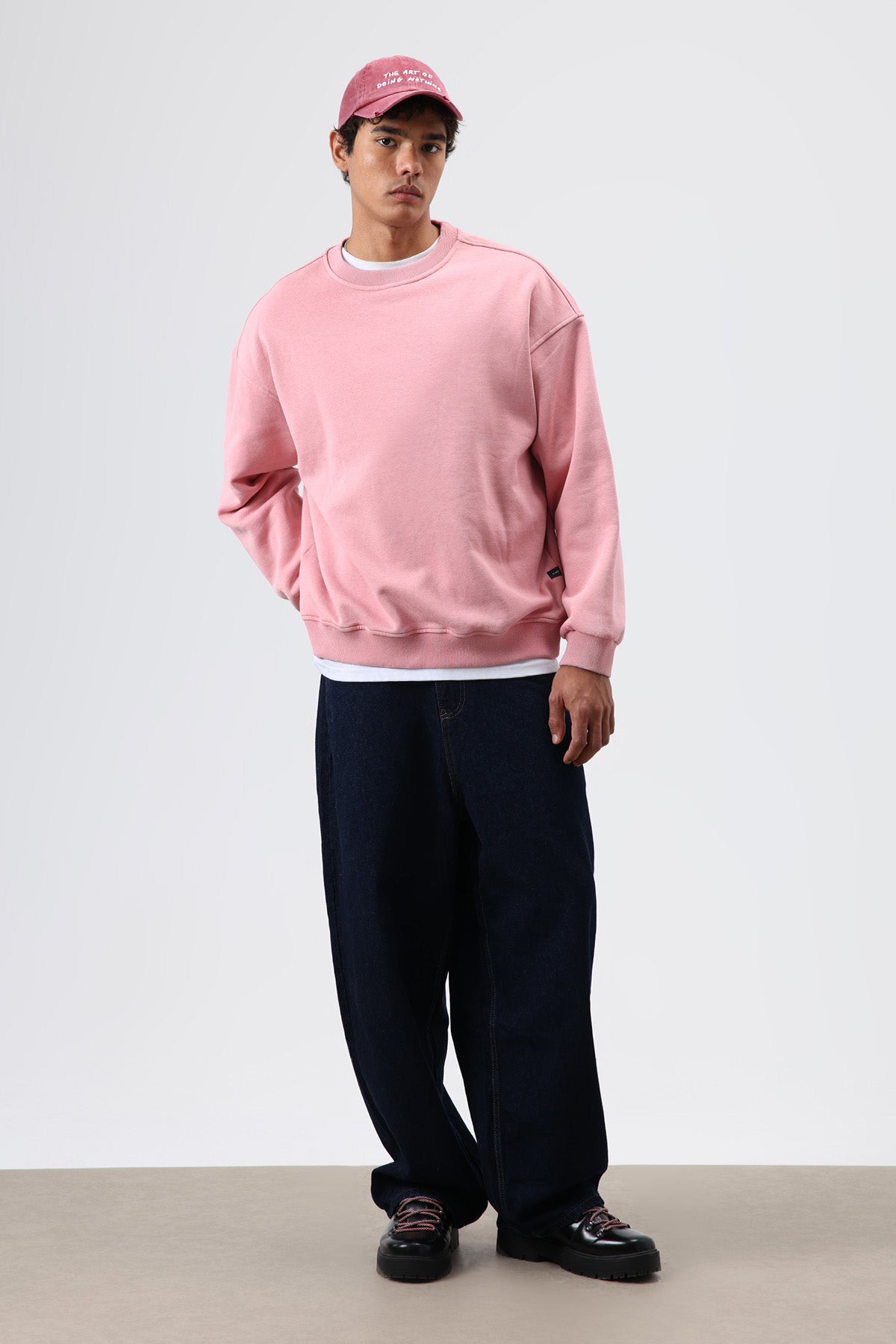 Basic Oversize Yıkamalı Sweatshirt Somon