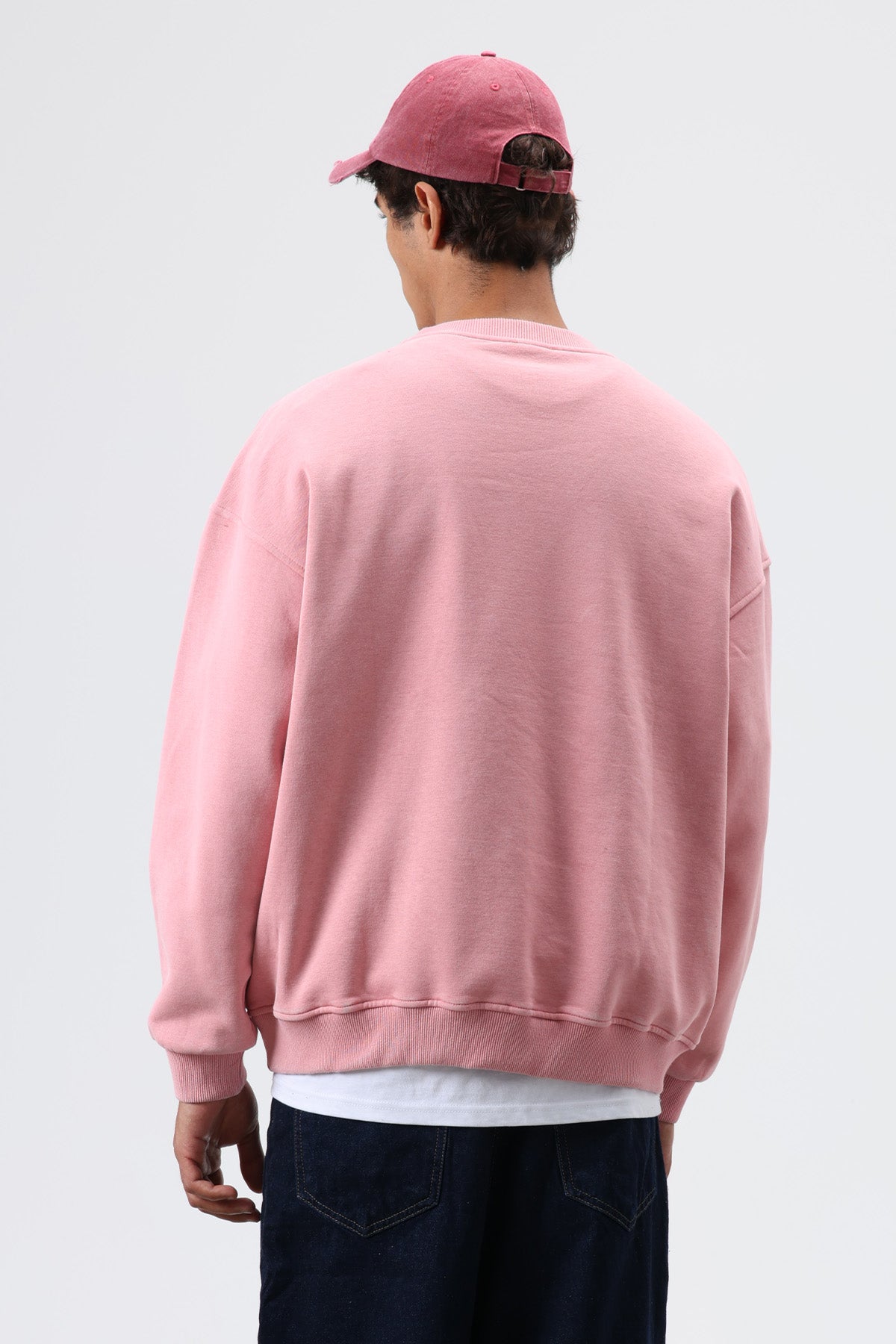 Basic Oversize Yıkamalı Sweatshirt Somon