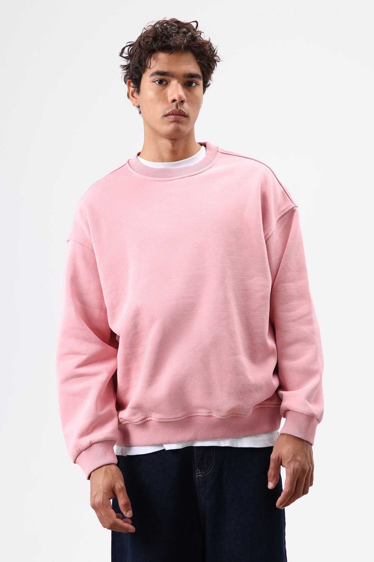 Basic Oversize Yıkamalı Sweatshirt Somon