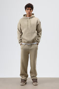 Basic Oversize Yıkamalı Hoodie Haki