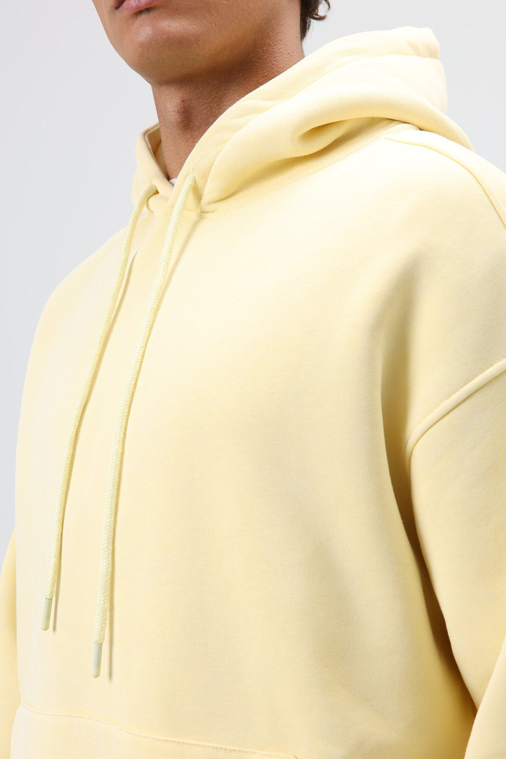 Basic Oversize Yıkamalı Hoodie Sarı