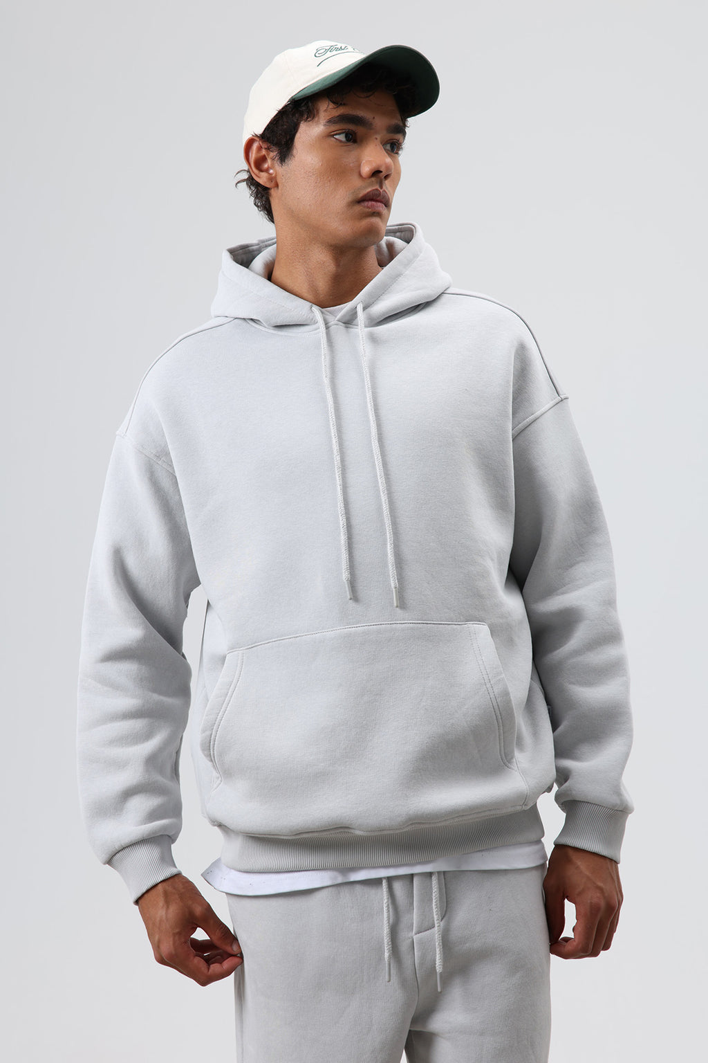 Basic Oversize Yıkamalı Hoodie Gri