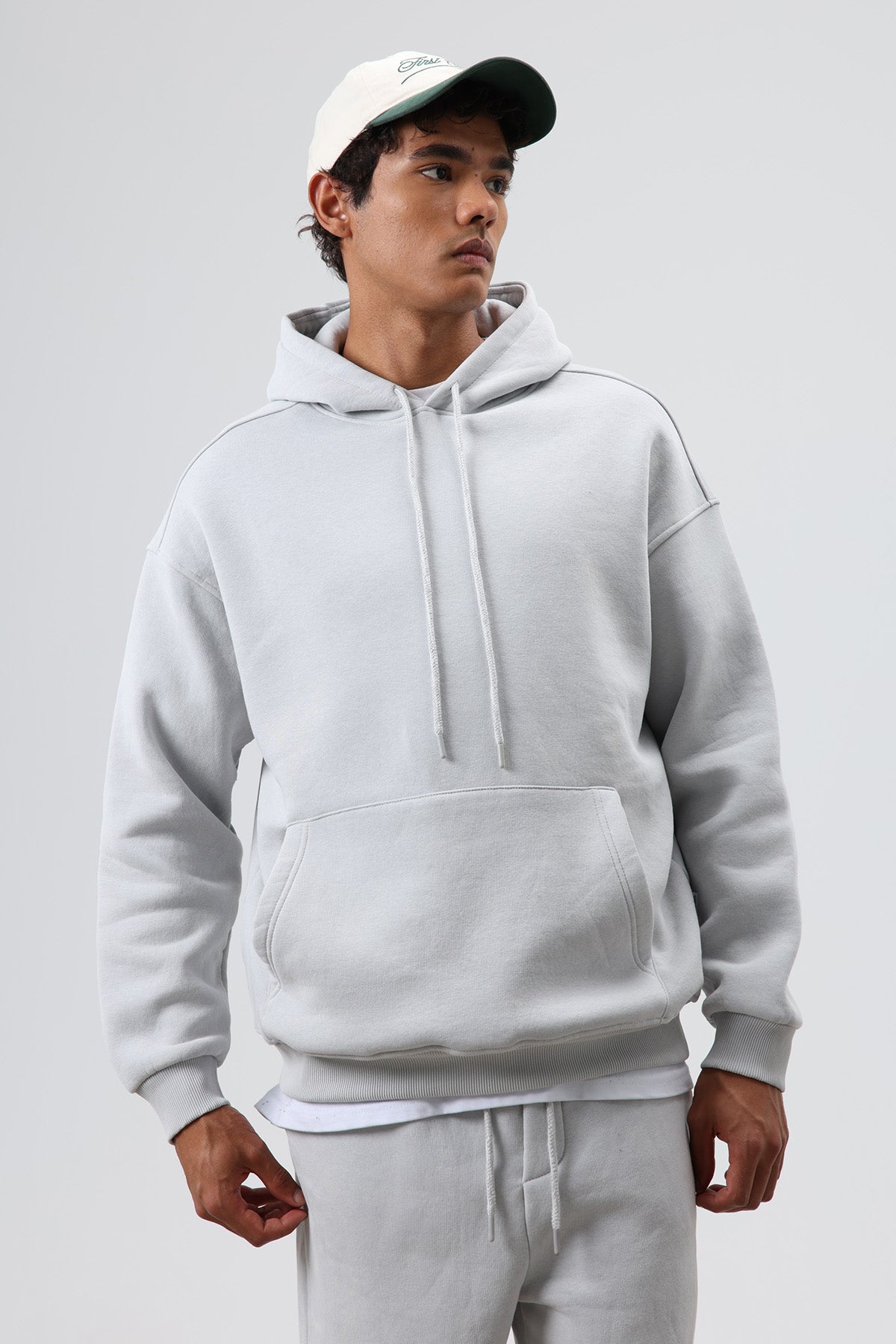 Basic Oversize Yıkamalı Hoodie Gri