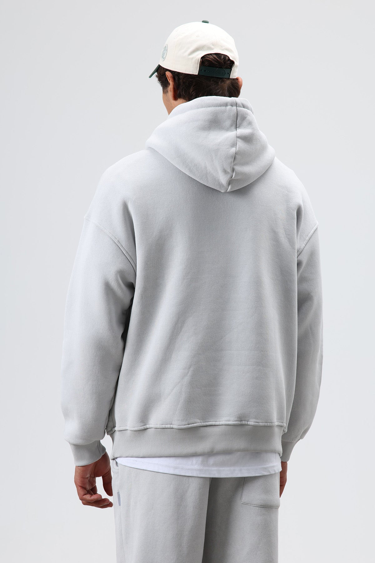 Basic Oversize Yıkamalı Hoodie Gri