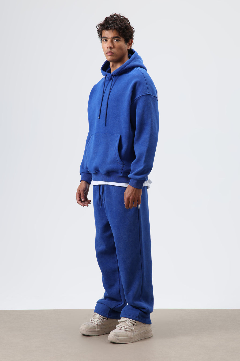 Basic Oversize Yıkamalı Hoodie Saks