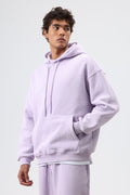 Basic Oversize Yıkamalı Hoodie Lila