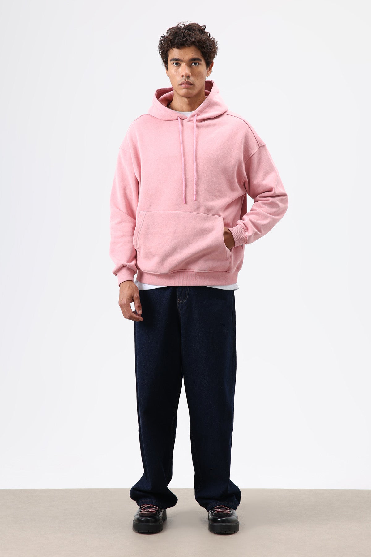 Basic Oversize Yıkamalı Hoodie Somon