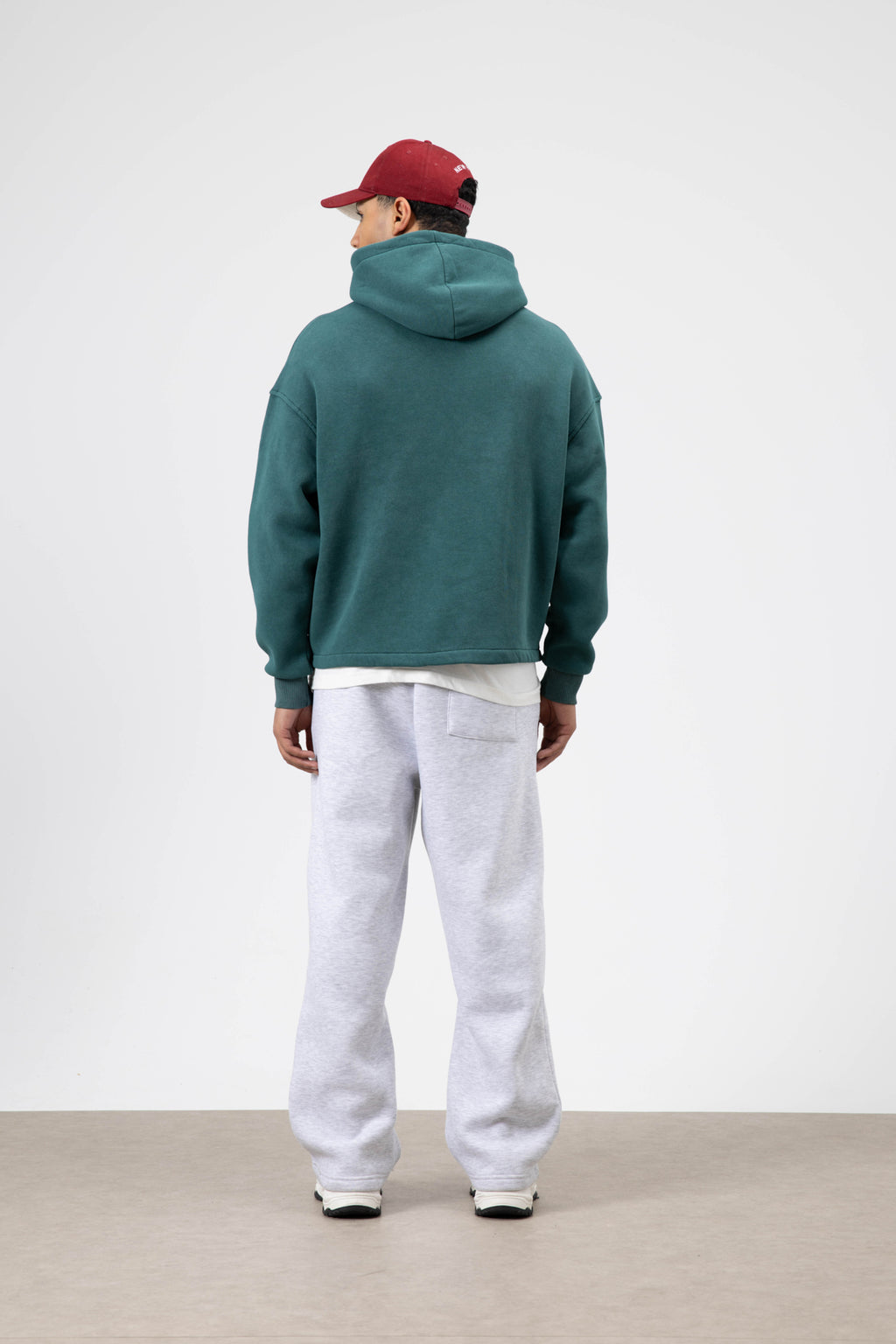 Oversize Fermuarlı Kapüşonlu Sweatshirt Nefti