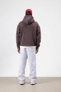 Oversize Fermuarlı Kapüşonlu Sweatshirt Kahve