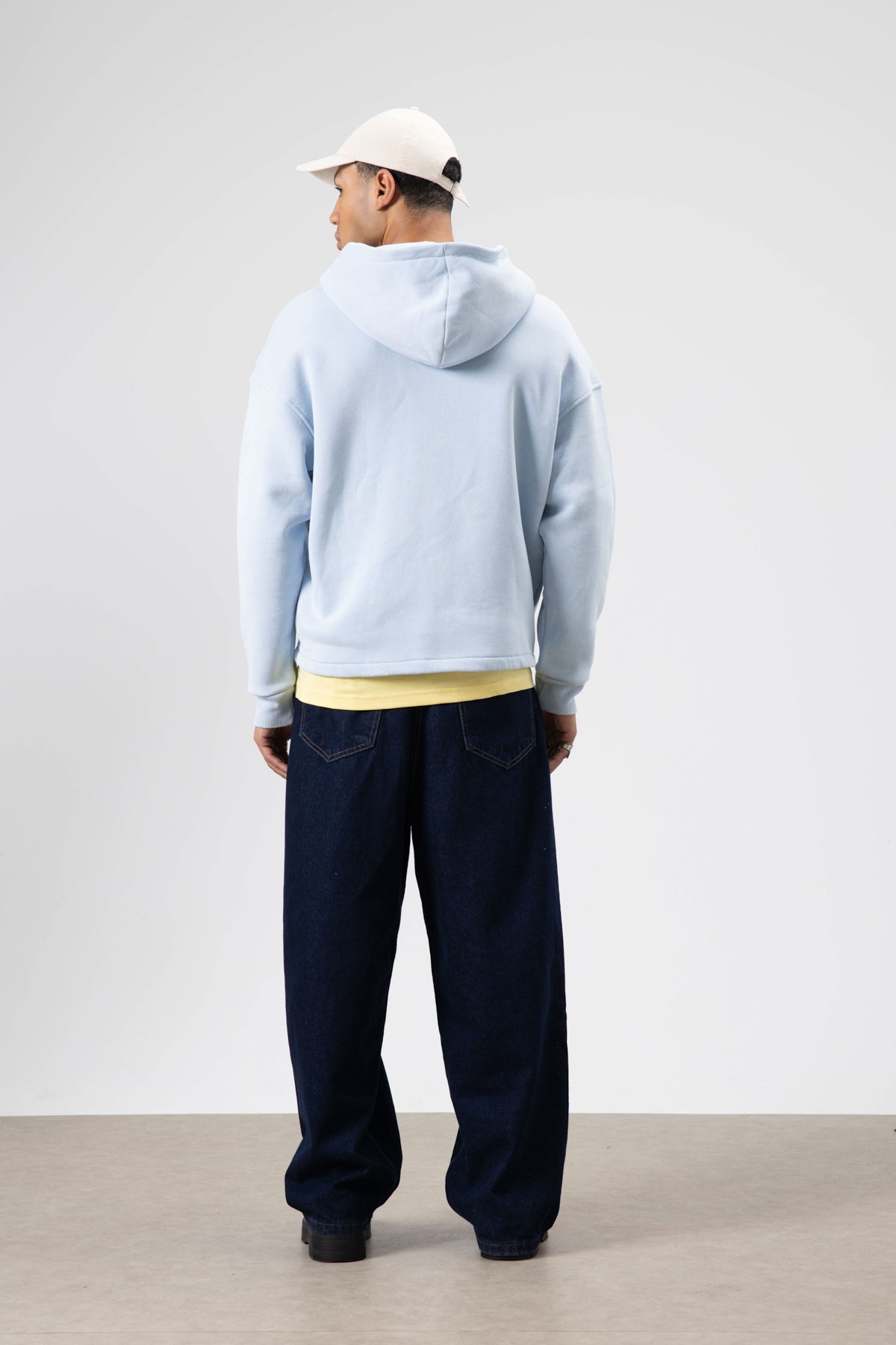 Oversize Fermuarlı Kapüşonlu Sweatshirt Bebe Mavi