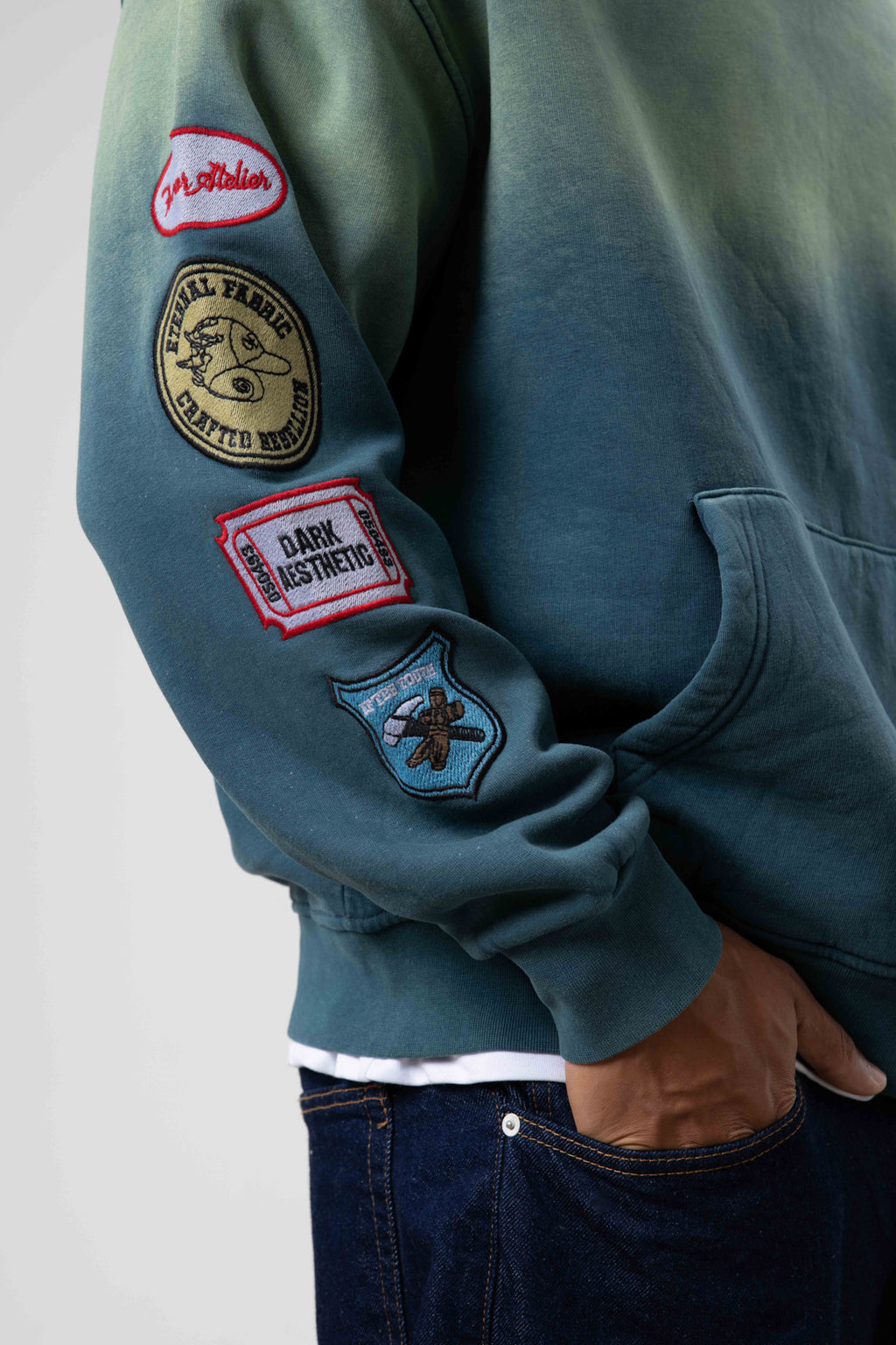 Oversize Baskılı Kapüşonlu Sweatshirt Nefti