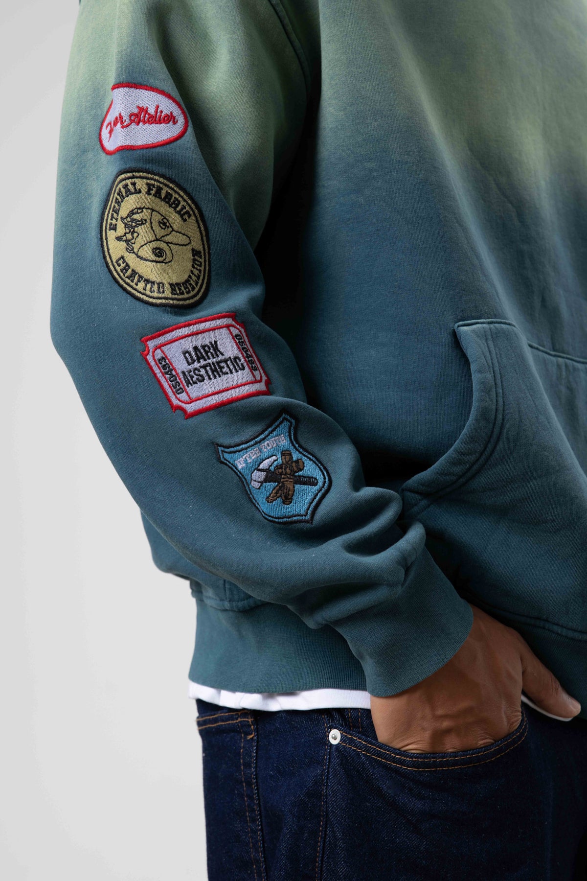 Oversize Baskılı Kapüşonlu Sweatshirt Nefti