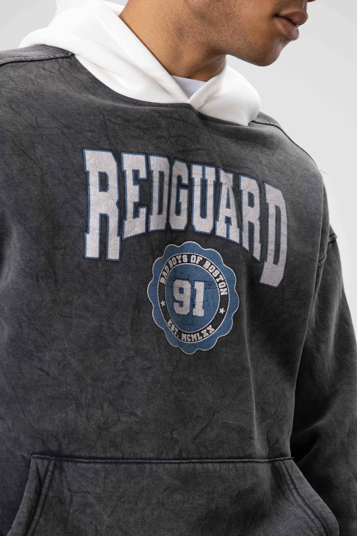Oversize Baskılı Kapüşonlu Sweatshirt Siyah