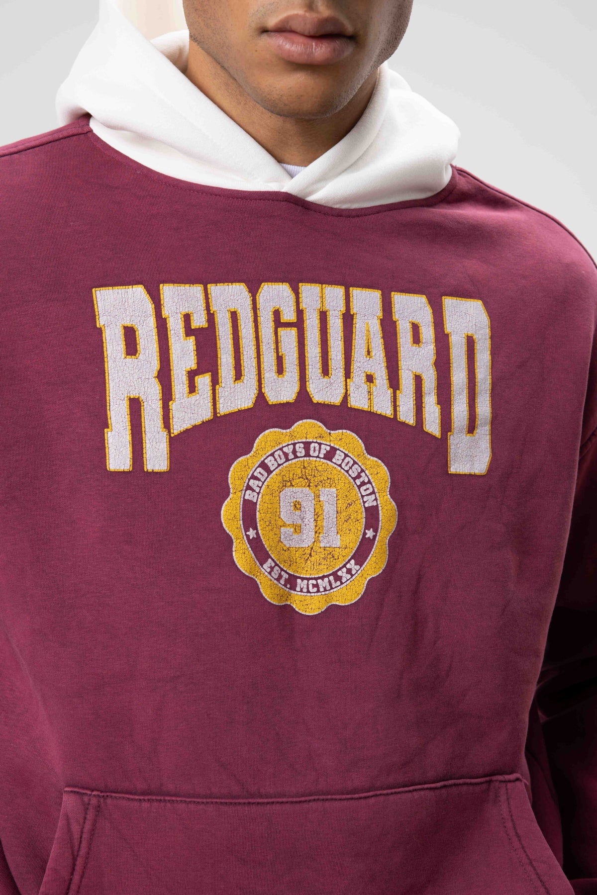 Oversize Baskılı Kapüşonlu Sweatshirt Bordo