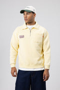 Yaka Fermuarlı Oversize Baskılı Sweatshirt Sarı