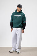 Oversize Baskılı Kapüşonlu Sweatshirt Nefti