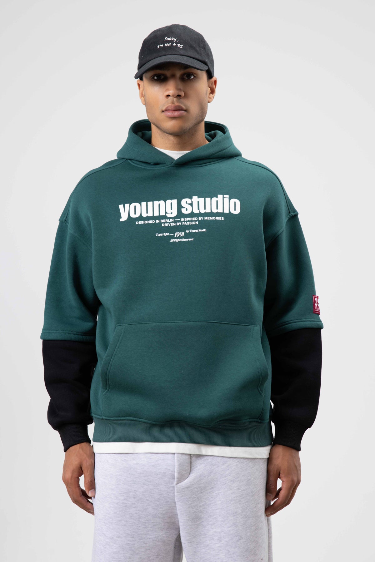Oversize Baskılı Kapüşonlu Sweatshirt Nefti