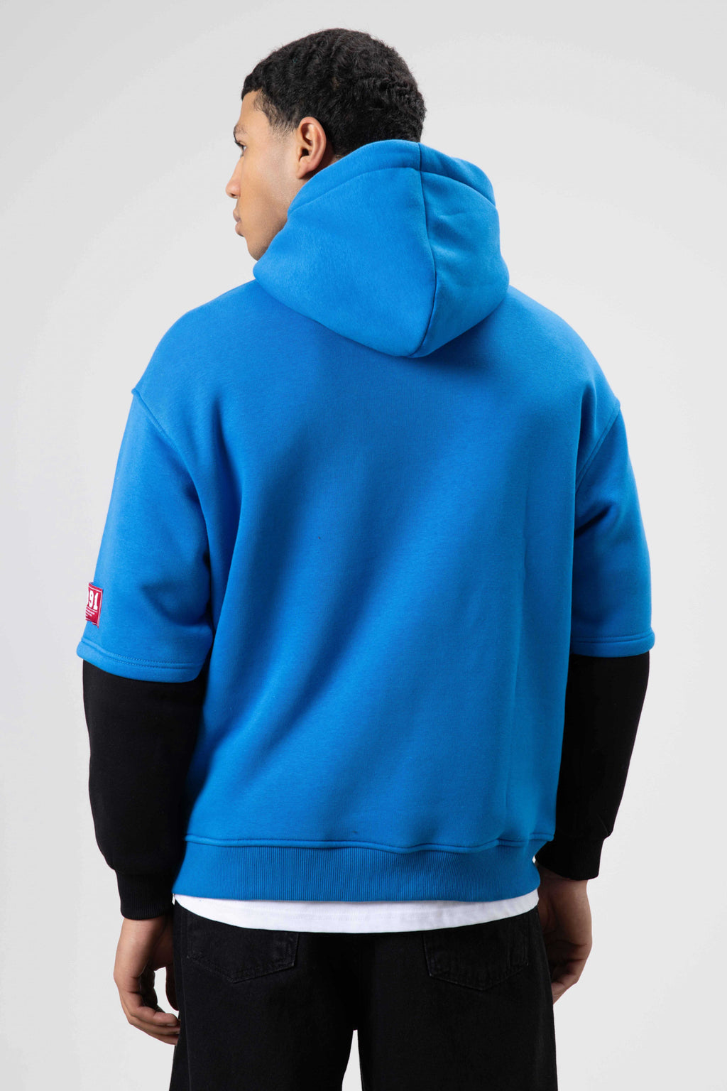 Oversize Baskılı Kapüşonlu Sweatshirt Turkuaz