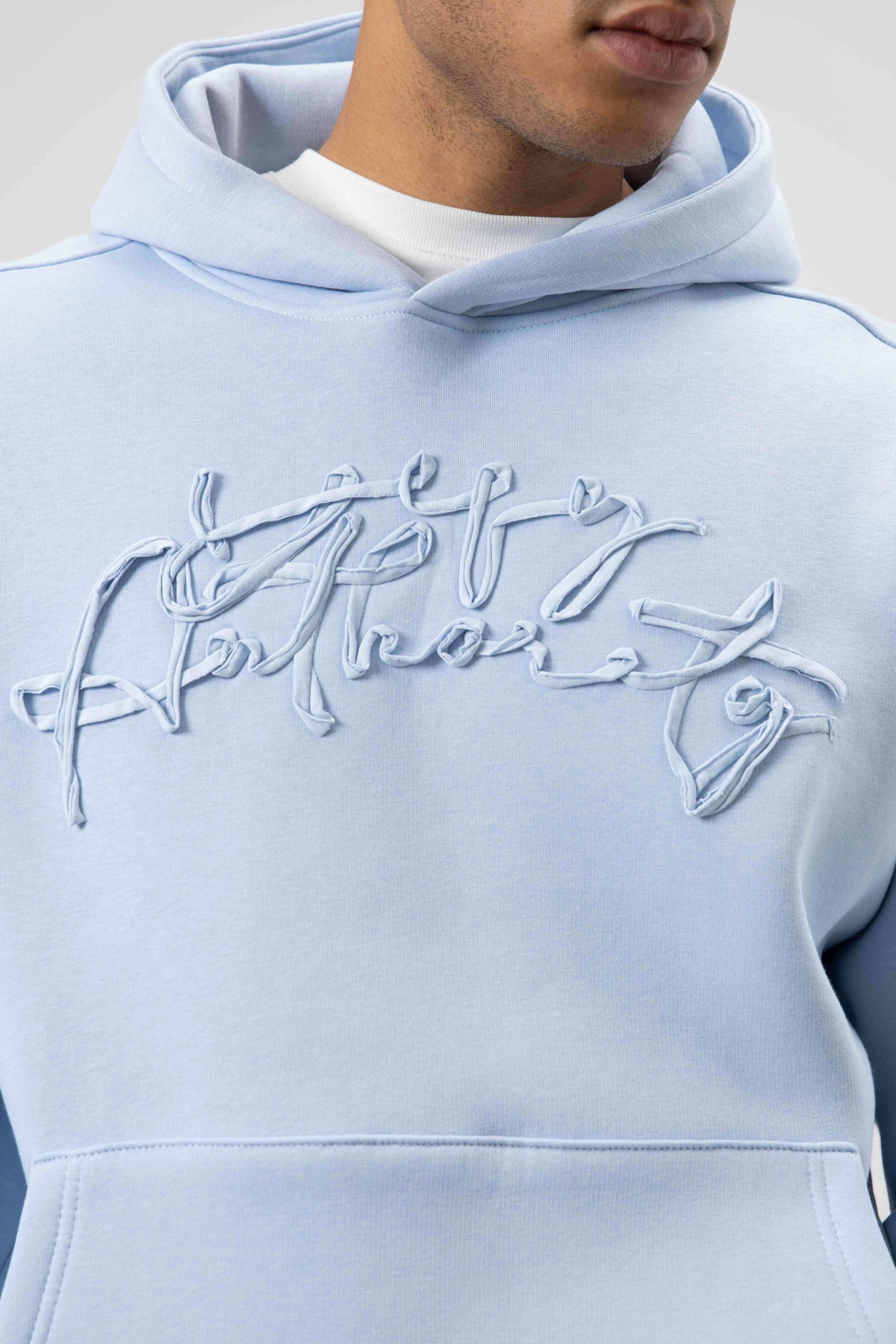 Oversize Baskılı Kapüşonlu Sweatshirt Bebe Mavi