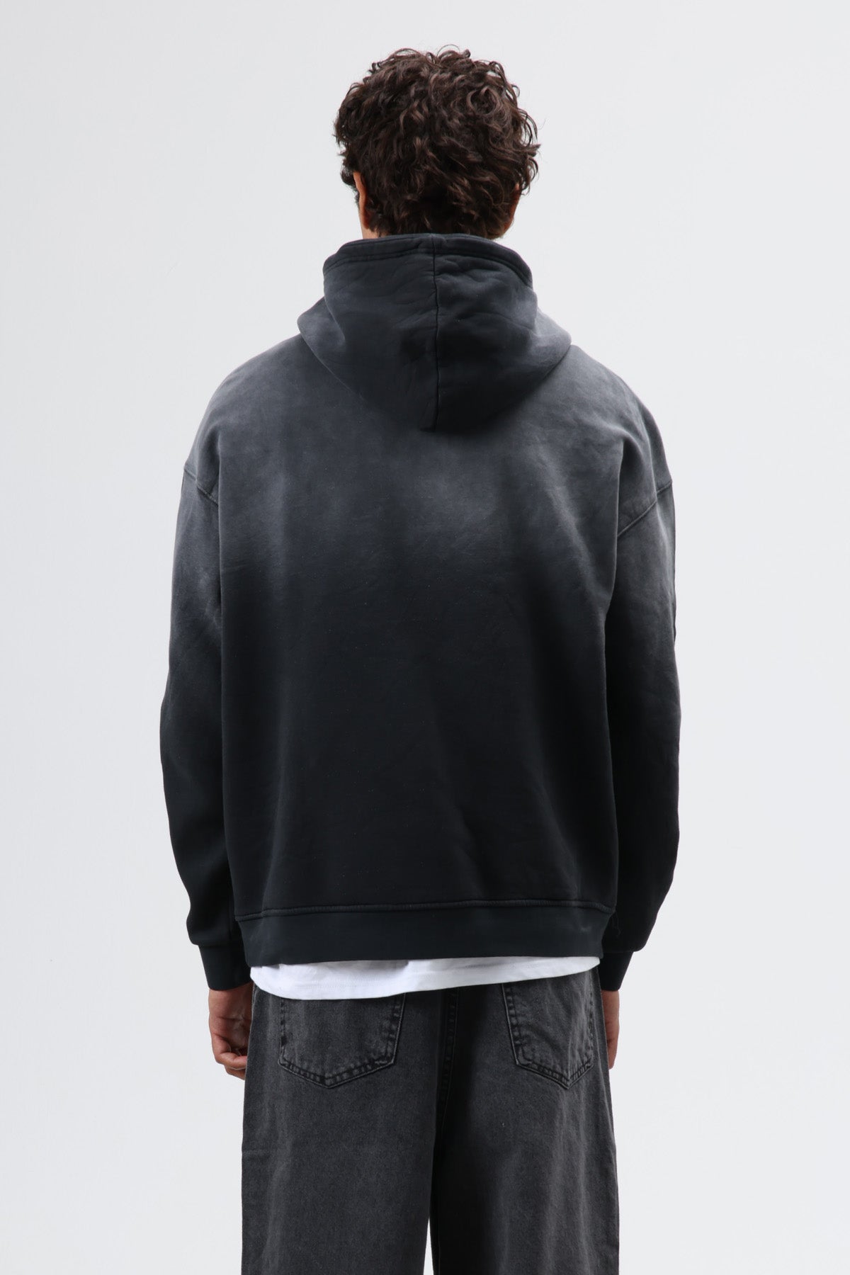 Oversize Nakış Detaylı Hoodie Siyah