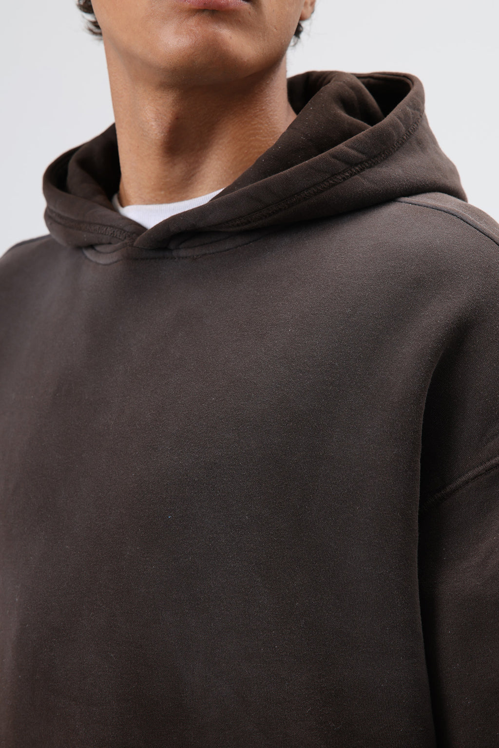 Oversize Nakış Detaylı Hoodie Kahve