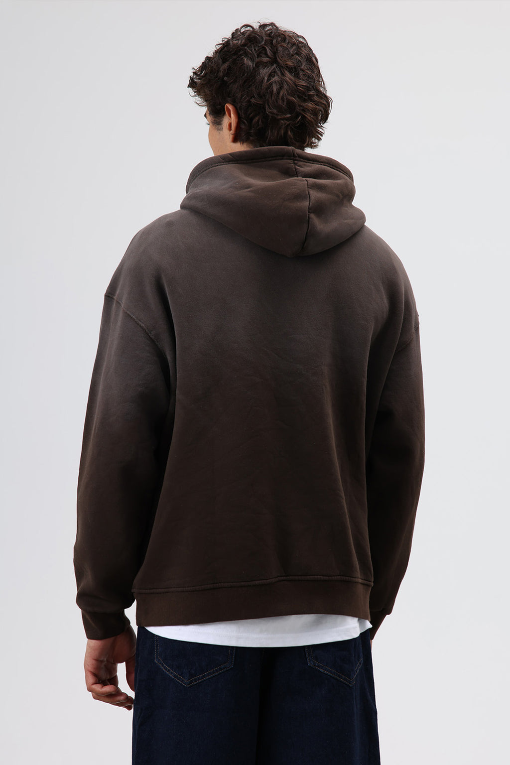 Oversize Nakış Detaylı Hoodie Kahve